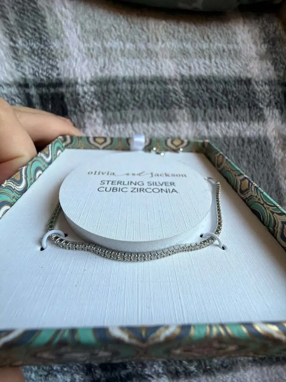 Olivia and Jackson Sterling Silver and Cubic Zirconia Adjustable Bracelet